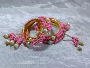 Pink Bangles With Latkan