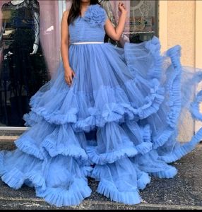 Elegant Orange Ruffled Gown