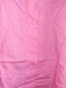 Bright Pink Button-Up Blouse Shirt Oversized