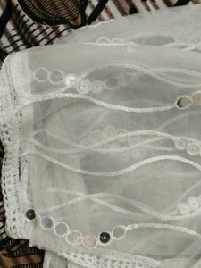 Elegant White Sequined Dupatta