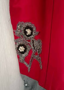 Elegant Red &amp; Grey Embellished Gown