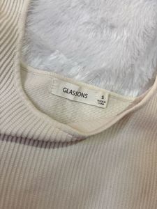 Cream Ribbed Square Neck Tank Top