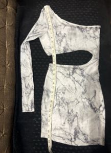 Marble Print Cut-Out One-Sleeve Dress