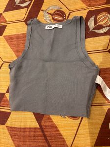 Zara Gray Cropped Tank