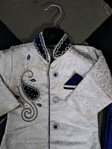 White and Blue Color Sherwani