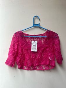 Vibrant Pink beautiful Lace Crop Top never use tot