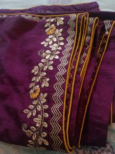 Elegant Purple Embroidered Saree