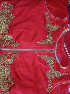 #beautiful red lahanga with long kurti.