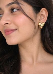 Golden Heart Stud Earrings