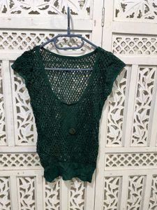 💝Green Crochet Knit Top I