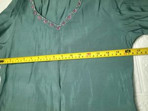 Elegant Teal Kurta with Neck Embellishment