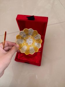Decorative Floral Bowl with Spoon