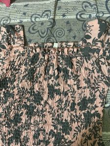 Smocked Floral Print Top