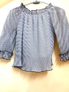 Polka Dot Ruffle Top