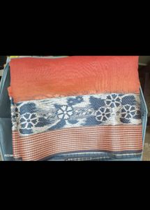 Orange Pink Ombre effect Saree