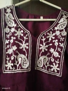 Embroidered Maroon Kurta