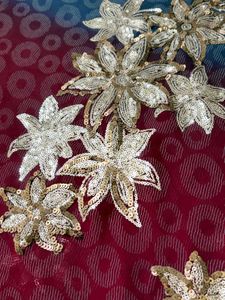Embellished Red Saree