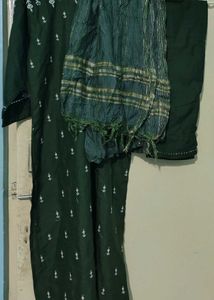 Dark Green Printed Kurta