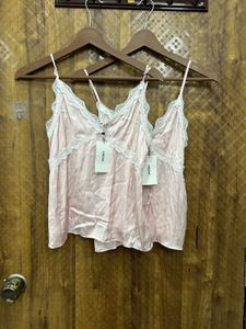 Pink Lace Trim Camisole Top