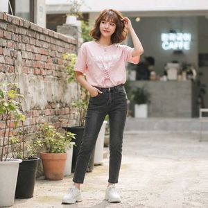 Cute Pink Graphic Lace-Up T-Shirt