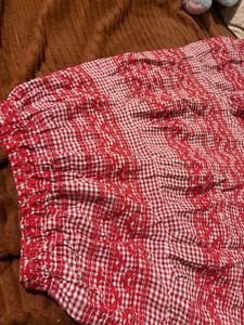 Red &amp; White Gingham Pattern Skirt