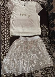 Sparkly Sequin Skirt & "Pretty" Top Set