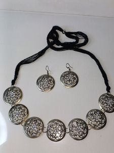 Trending Oxidised Necklace With Earrings