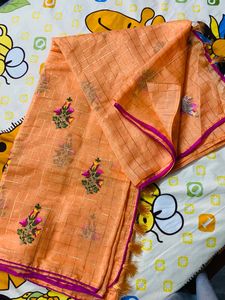 Elegant Embroidered Orange Saree