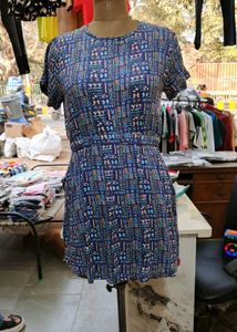 Stylish Blue Printed Dress