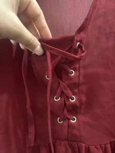 Chic Burgundy Sheer Peplum Top