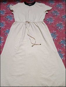 Cream Casual Midi Dress