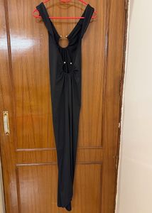 Black Keyhole Ring Detail Bodycon Maxi Dress