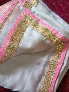 Designer Cream And Peach Colour Saree