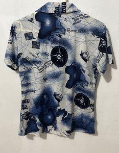 Unisex Nautical Map Print Polo Shirt