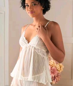 Lace Trim night spaghetti top with bottom