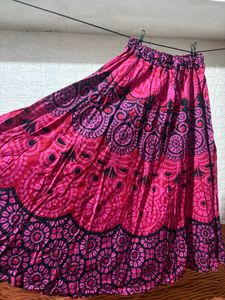 Bohemian Pink &amp; Black Print Skirt
