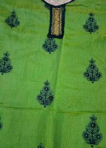 Vibrant Kurta Set with Navy Blue Dupatta
