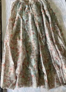 Floral Print Organza Skirt