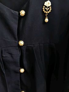 New Elegant Navy Blue Flutter Sleeve Top