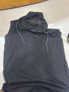 Sleeveless Charcoal Hoodie Tunic