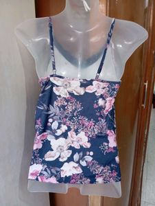 Floral Print Camisole with Lace Trim