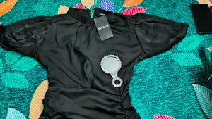 SHEIN Black Puff Sleeve Dress