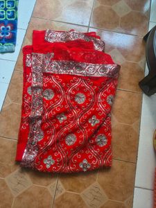 red saree party wear for women