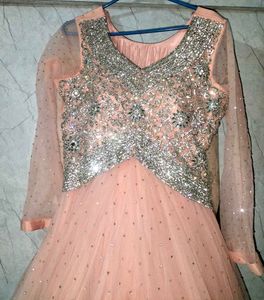 Elegant Peach Embellished Gown