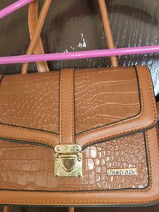 Fastrack Brown Croc Print Sling Bag