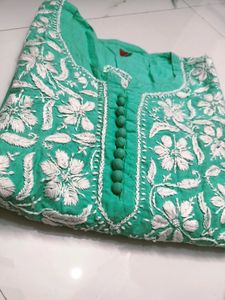 !SALE! SeaGreen Chickankari Handwork Cotton Kurta
