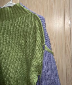 Two-Tone Korean Knit Pullover