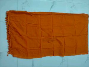 cotton Orange Dupatta with Tassel Border