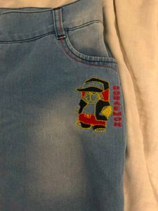 Cute Denim mini Skirt with Cartoon Patch
