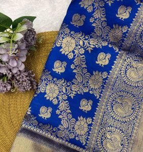Royal Blue Silk Saree with Intricate Weaving
